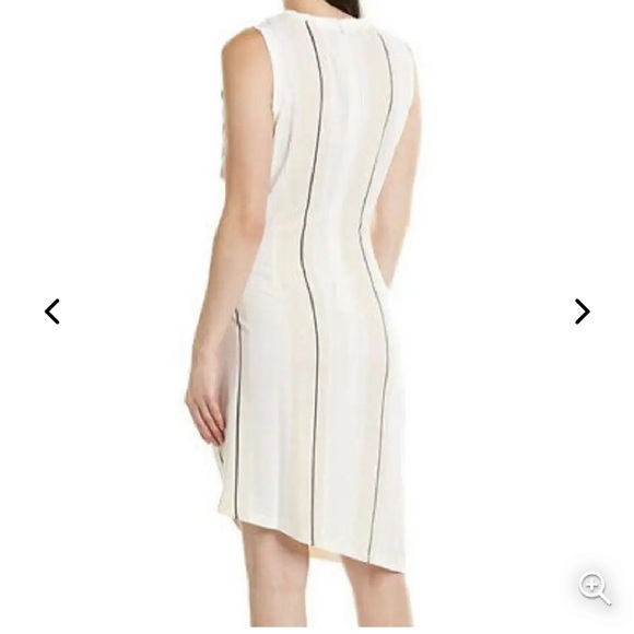 Vince Camuto asymmetrical stripe ruched side dress - Picture 2 of 8